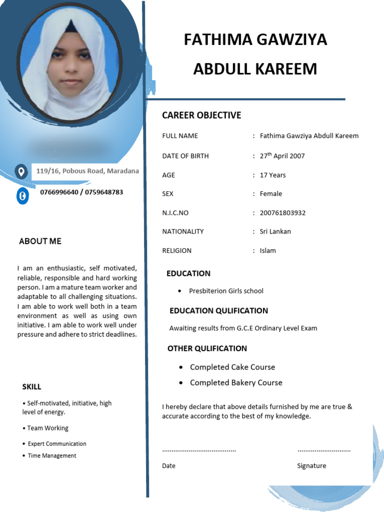 CV Fathima 2 | PDF