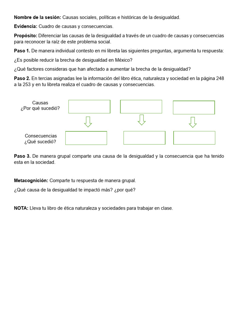 Causas Sociales, Políticas e Historicas de La Desigualdad 3° | PDF