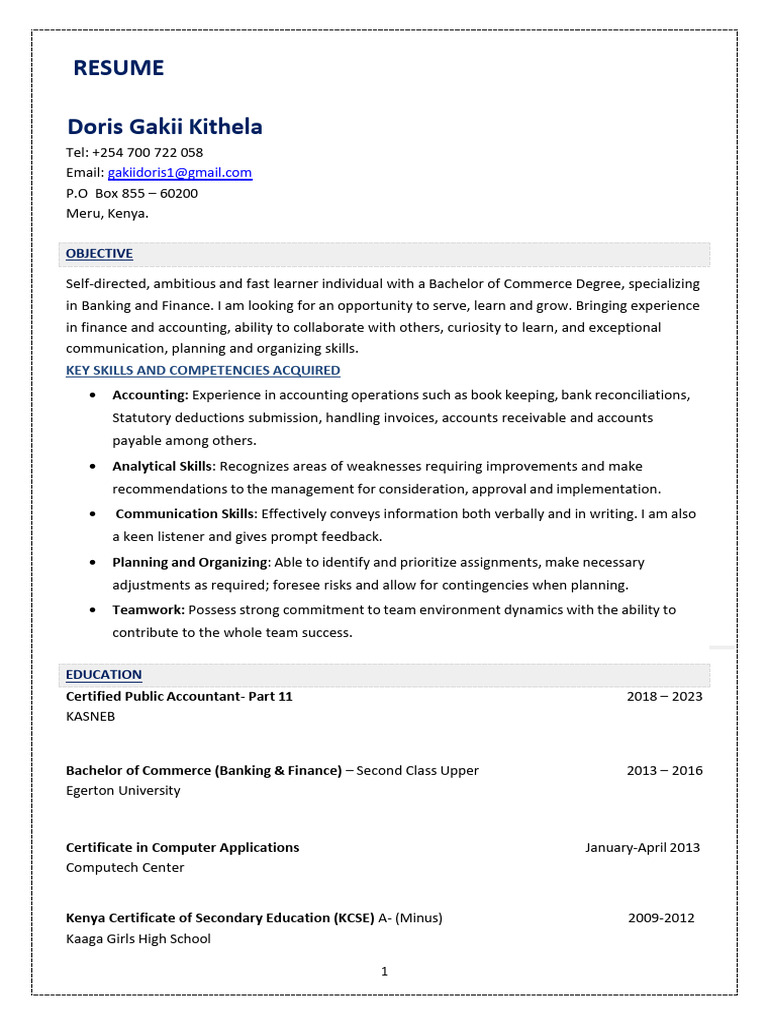 Resume DorisKithela | PDF