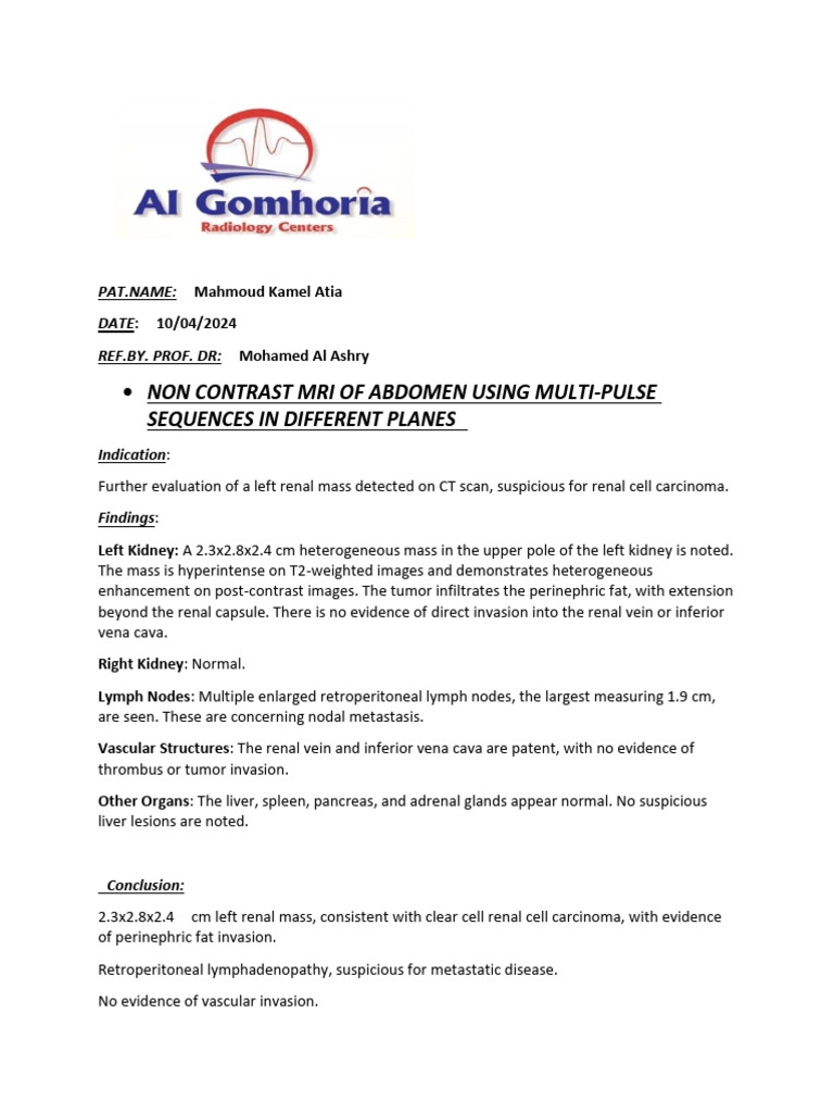 Non Contrast Mri of Abdomen Using Multi-Pulse Sequences in Different ...