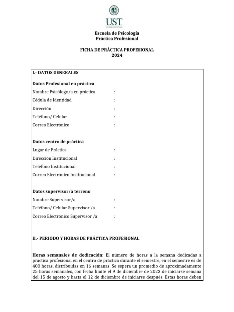 Ficha de Práctica Profesional 2024 | PDF | Crecimiento personal y ...