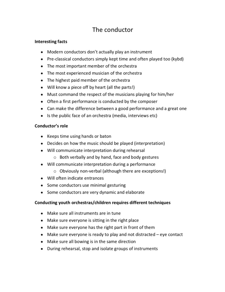 The Role and Responsibilities of an Orchestra Conductor PDF