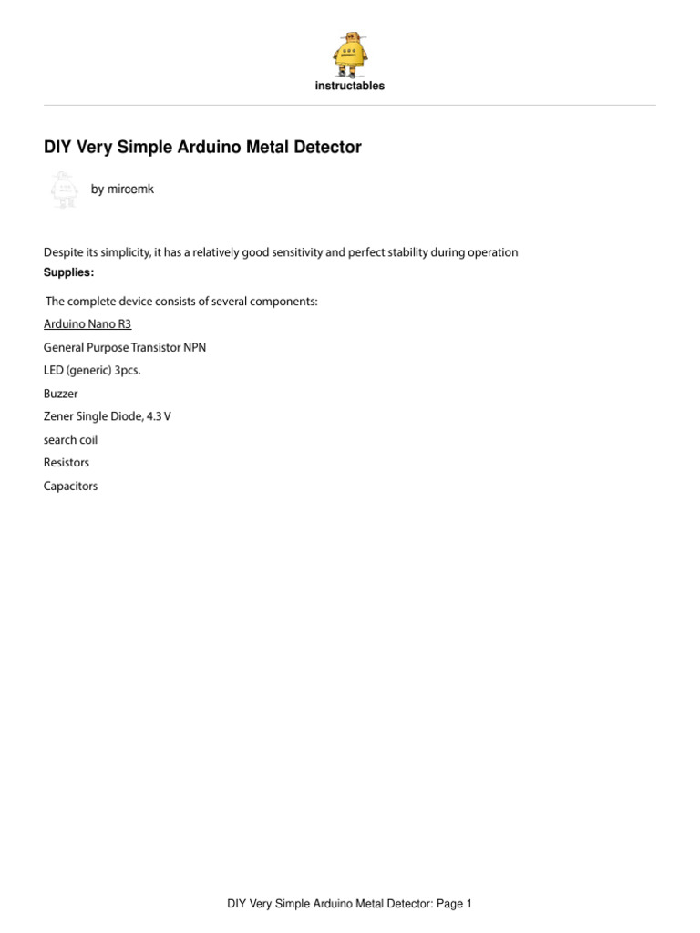 DIY Very Simple Arduino Metal Detector | PDF