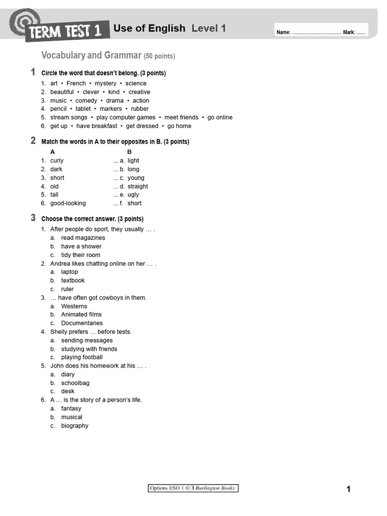 Test Term 1 | PDF