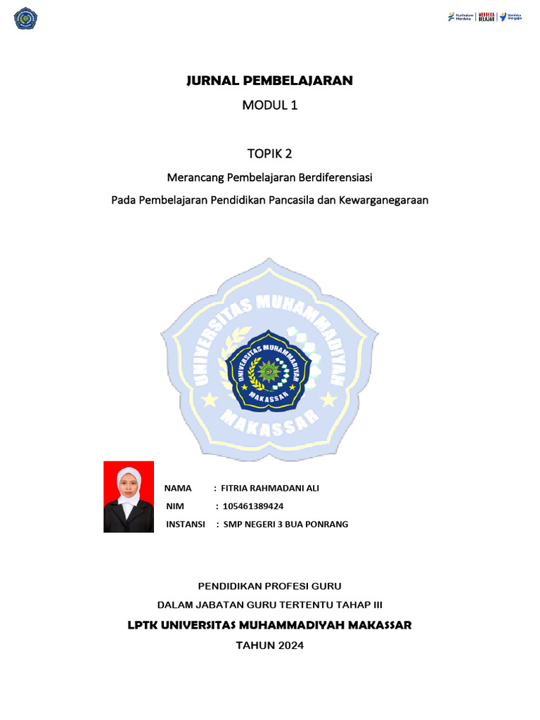 Jurnal Pembelajaran Modul 1 '' Merancang Pembelajaran Berdiferensiasi ...