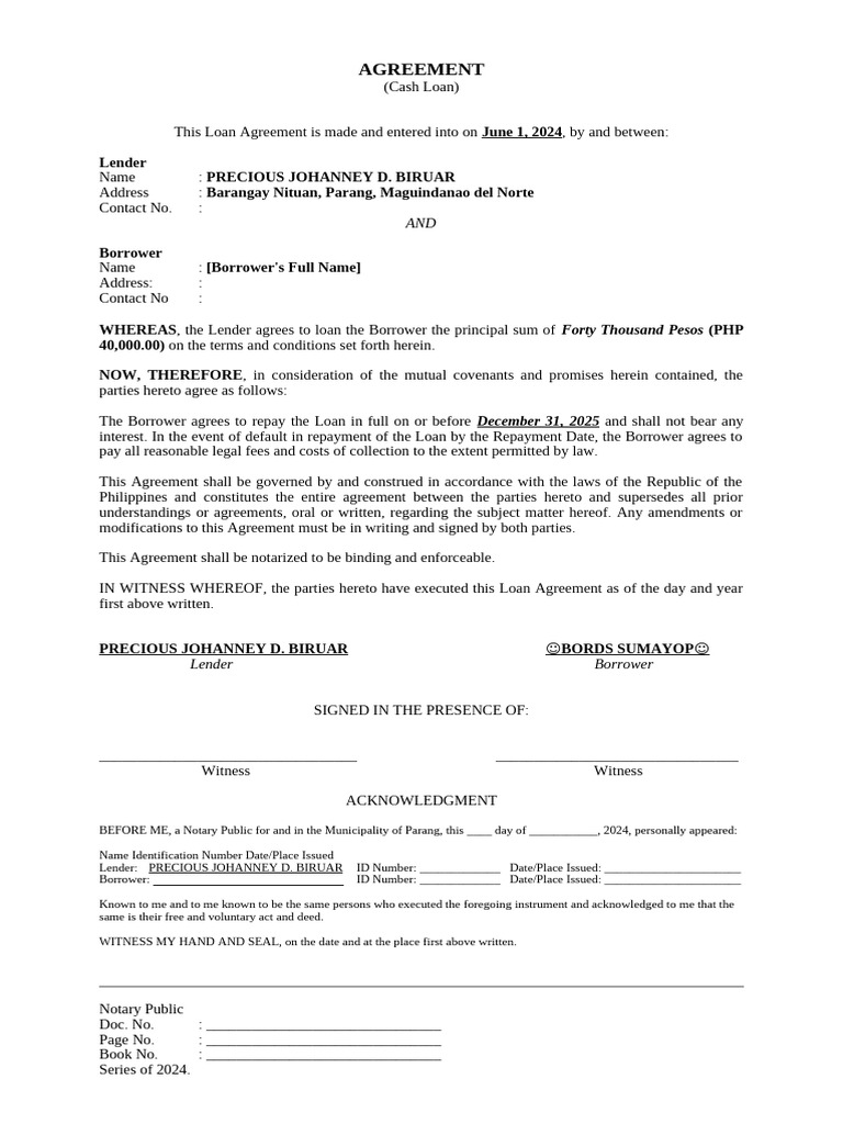 Loan Agreement Kap Draft | PDF