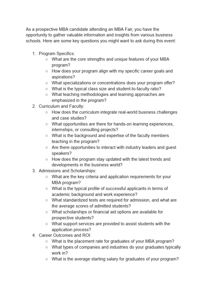 MBA Fair Questions | PDF