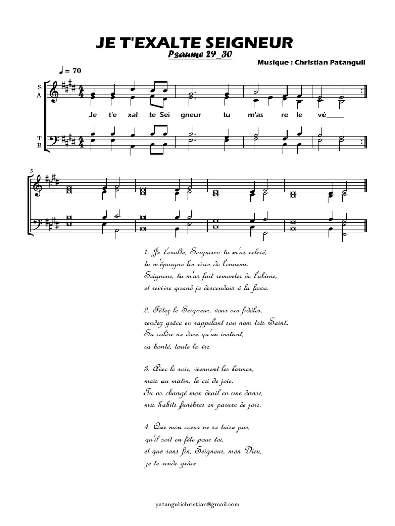Je T'exalte Seigneur Chris | PDF