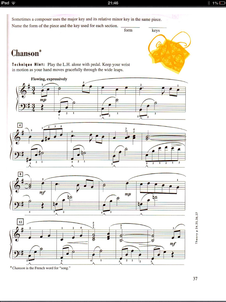 Chanson (Piano Adventures) | PDF