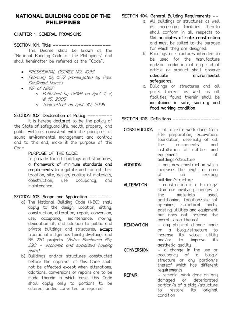 National Building Code PH Guide | PDF | Wall | Building