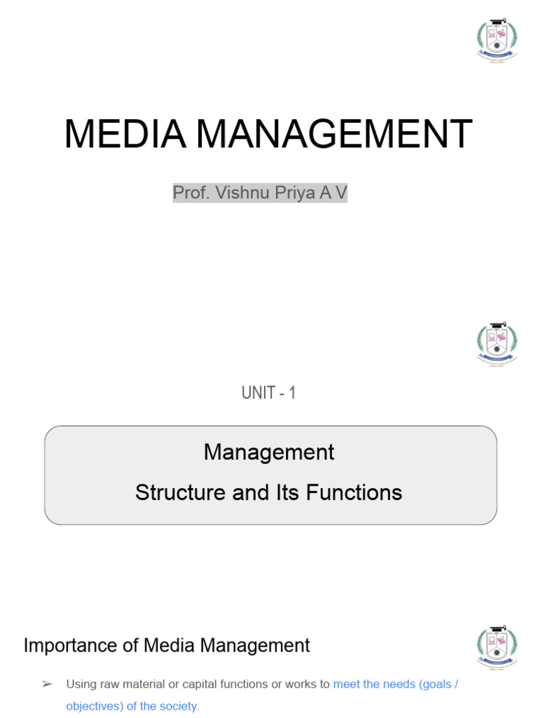 Media MANAGEMENT UNIT - 1 | PDF