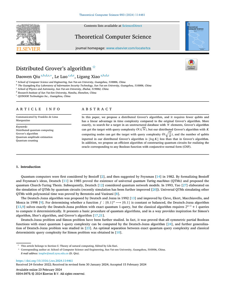 Distributed Grover's Algorithm Explained | PDF | Quantum Computing ...