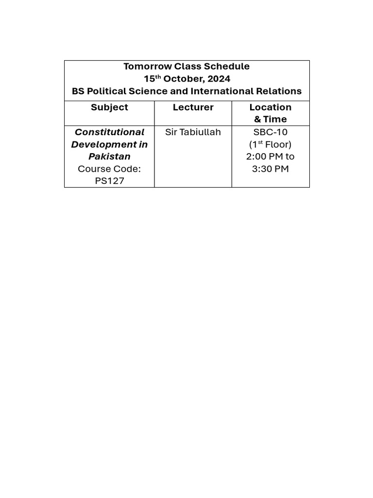 15, Oct 2024 Timetable | PDF