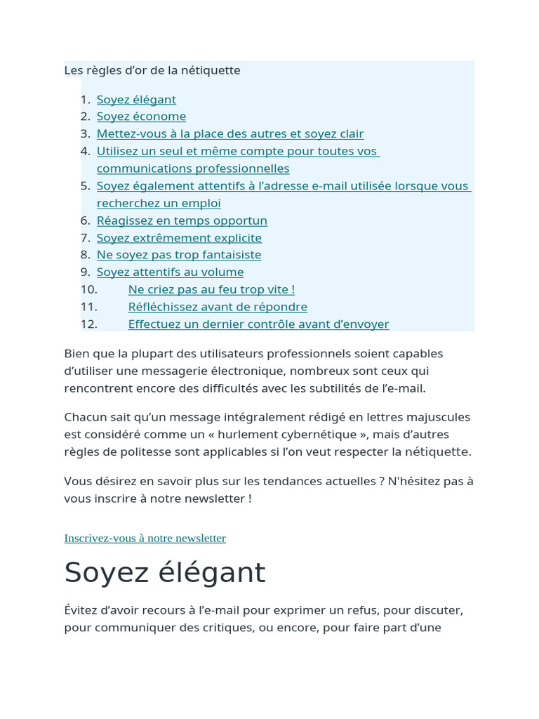 Les Règles de La Nétiquette | PDF