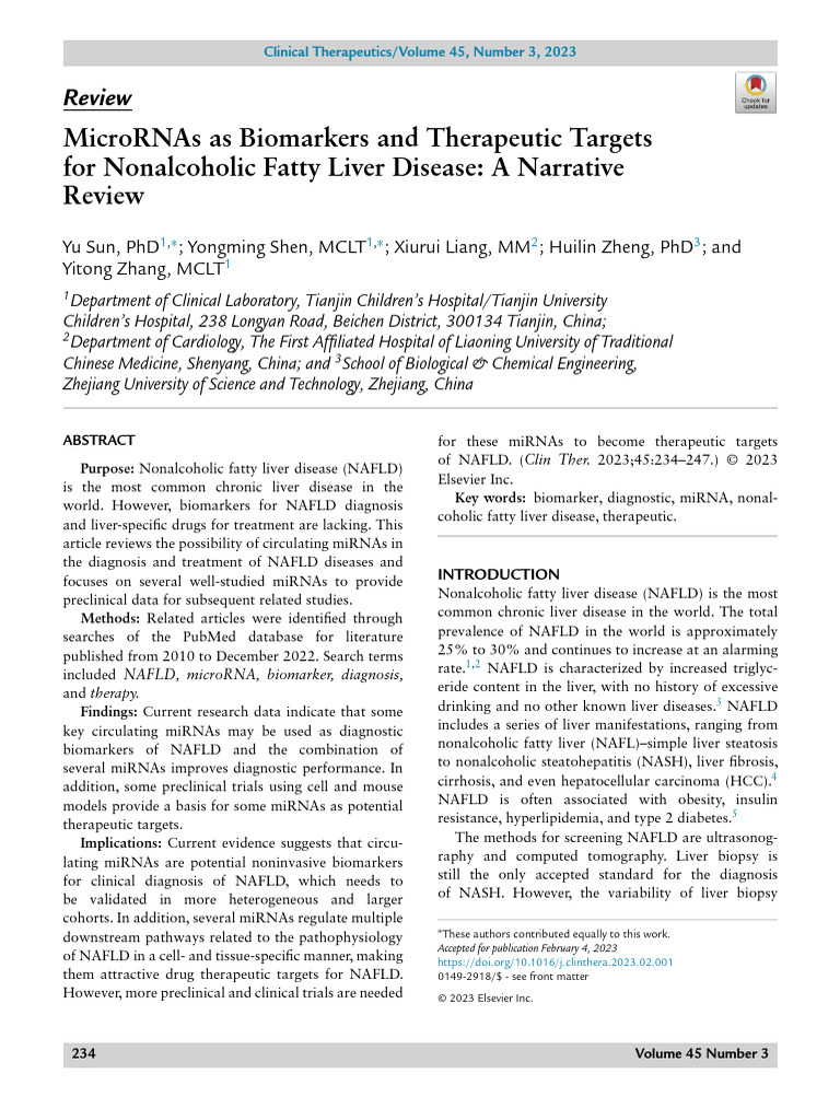 (Cli Ther) MicroRNAs As Biomarkers and Therapeutic Targets For ...