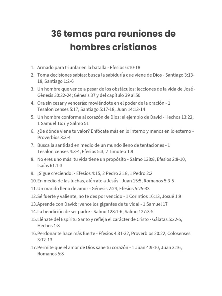 36 Temas para Reuniones de Hombres Cristianos | PDF
