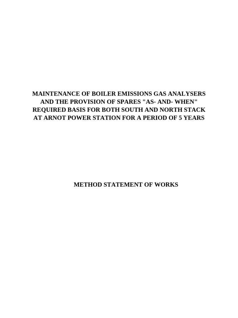 Maintenance of Boiler Emissions Gas Analysers and The Provision of ...