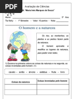 AVALIAÇÃO DE CIÊNCIAS 