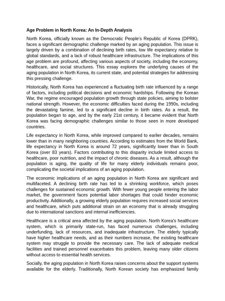 Age Problem in North Korea An InDepth Analysis PDF