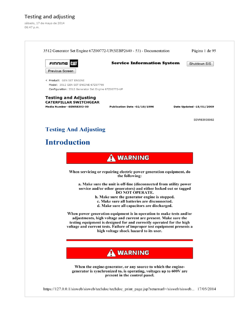 3512 Testing and Adjusting EMCP II Diagnostic | PDF