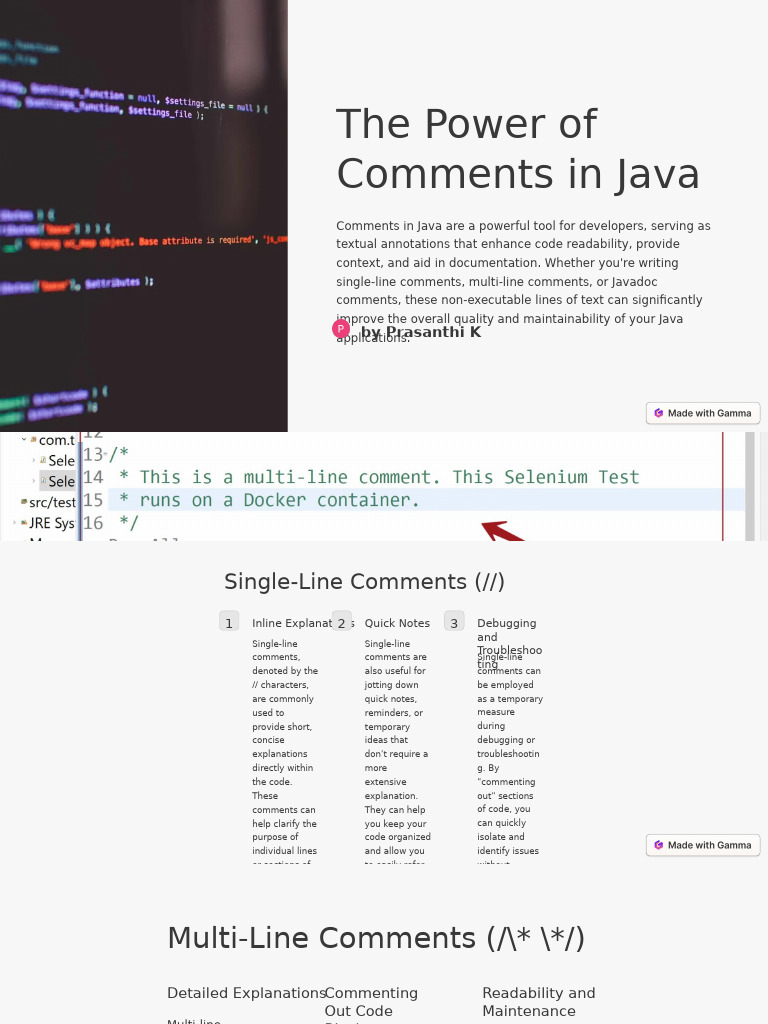 The Power of Comments in Java | PDF