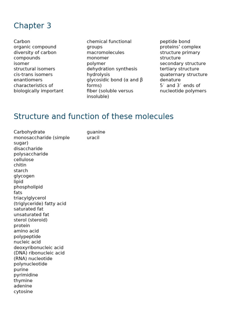 Carbon Compounds and Macromolecules Overview | PDF | Science ...