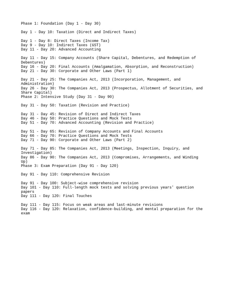 Ca Intermedite Time Table | PDF