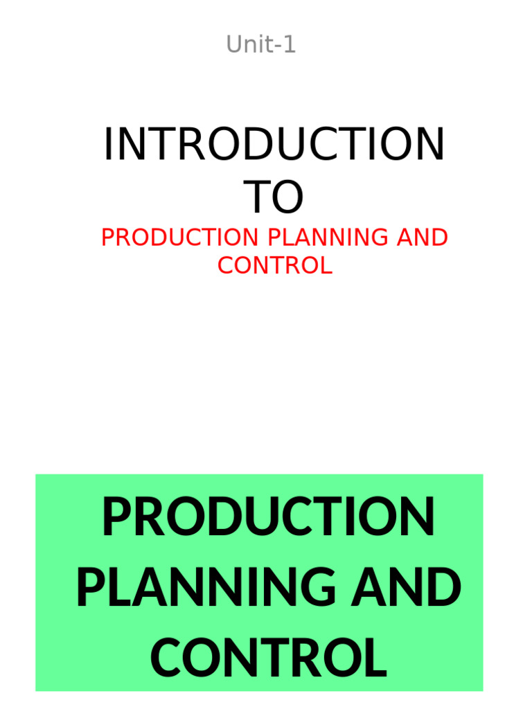 Production Planning and Control Overview | PDF | Screw | Inventory