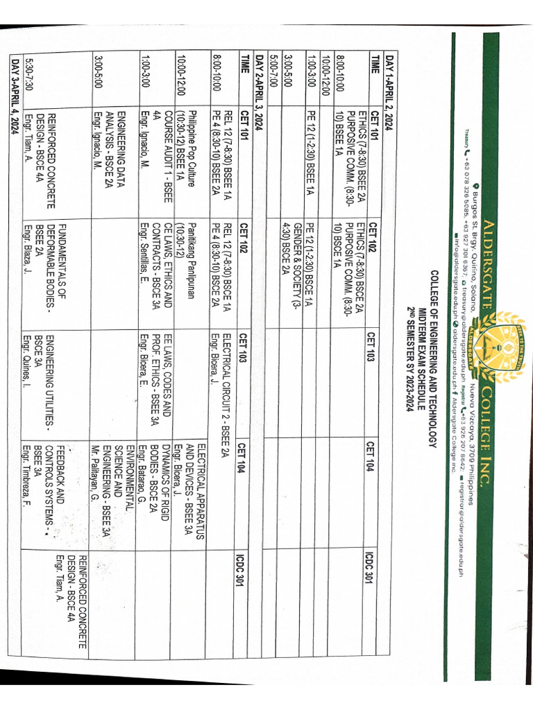 Midterm Exam Schedule | PDF