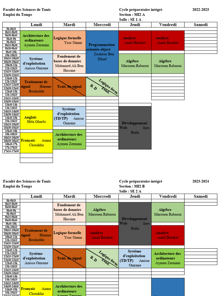 Emploi du Temps MI2 2023-2024 | PDF | Informatique