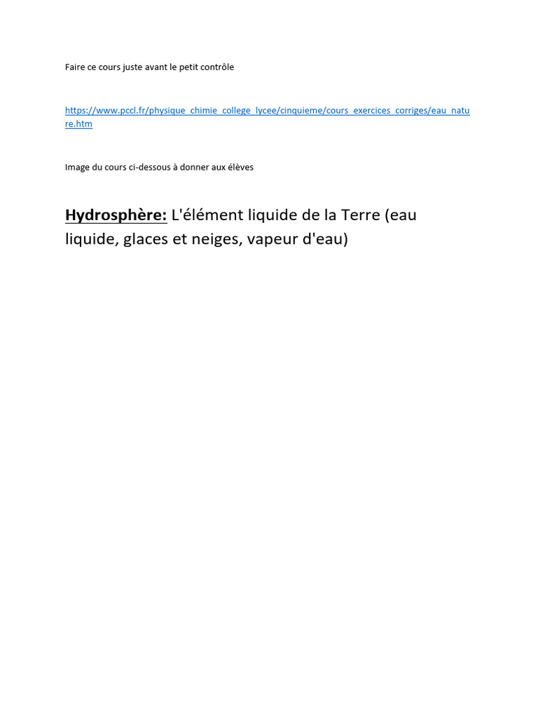 039 Eau Dans La Nature. Site Internet PCCL | PDF