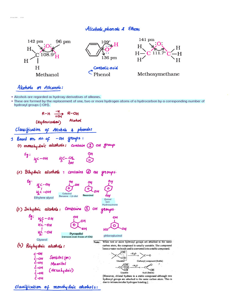 Alcohols Phenols Ethers Pdf