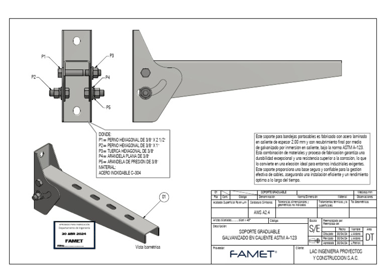 Soporte Galvanizado para Bandejas Portacables | PDF | Tornillo ...