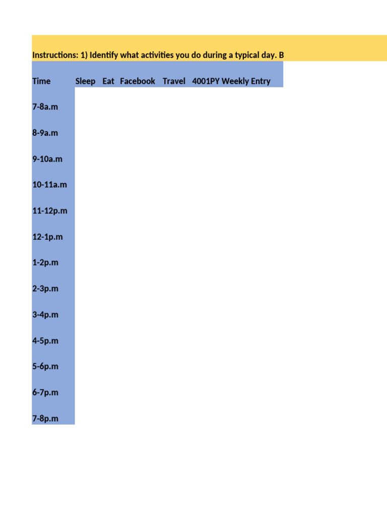 Time analysis for weekly planner pdf