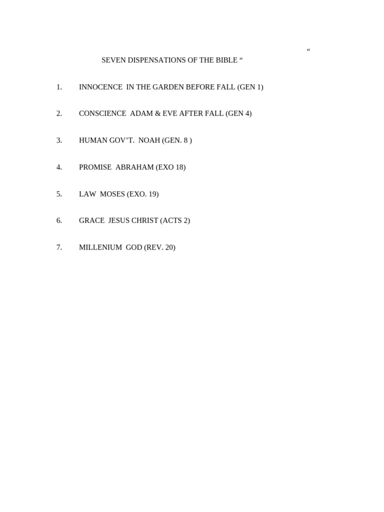 7 Dispensations Of Bible Pdf