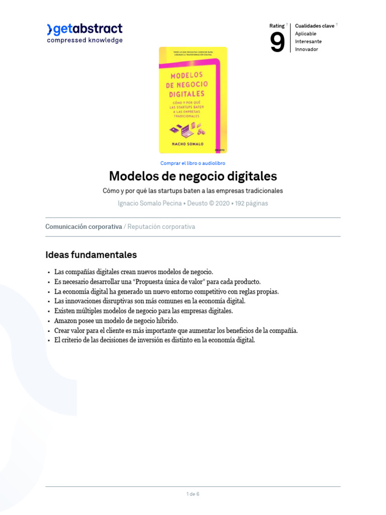 Modelos de negocio en la economía digital | PDF