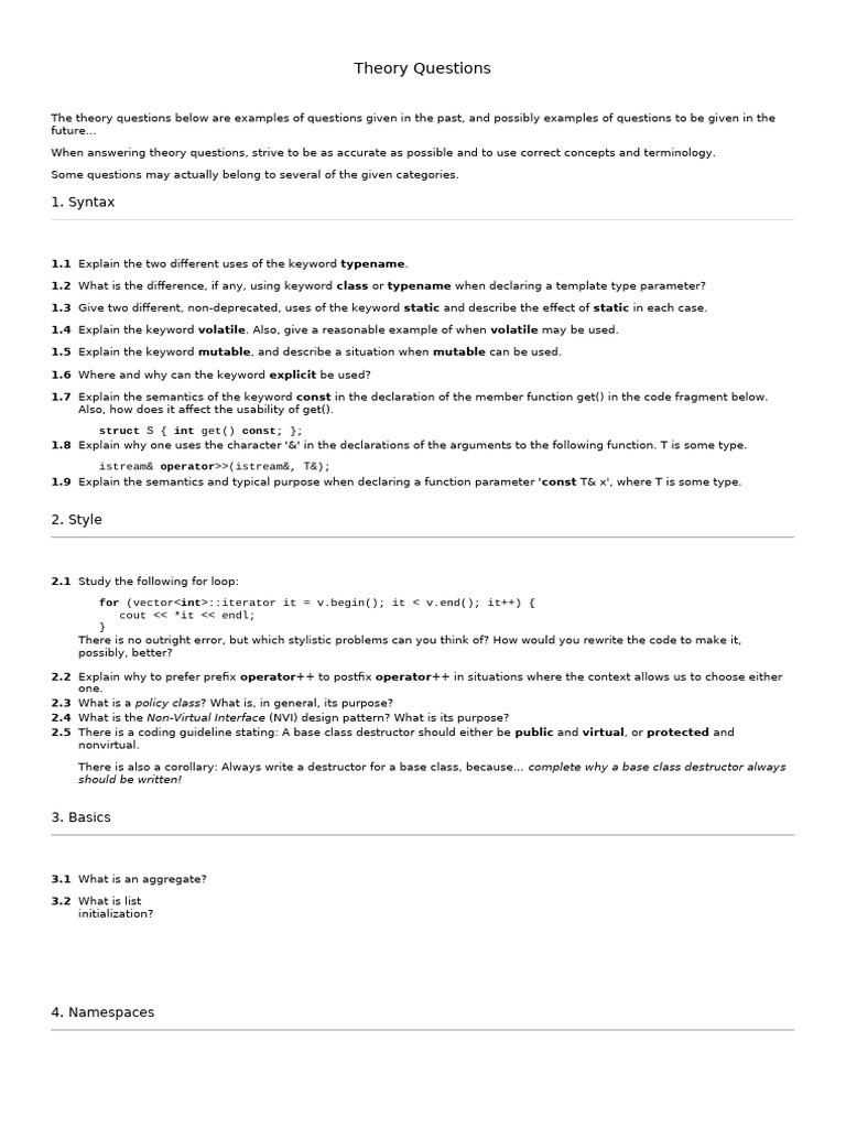 Questions C++ Theory | PDF