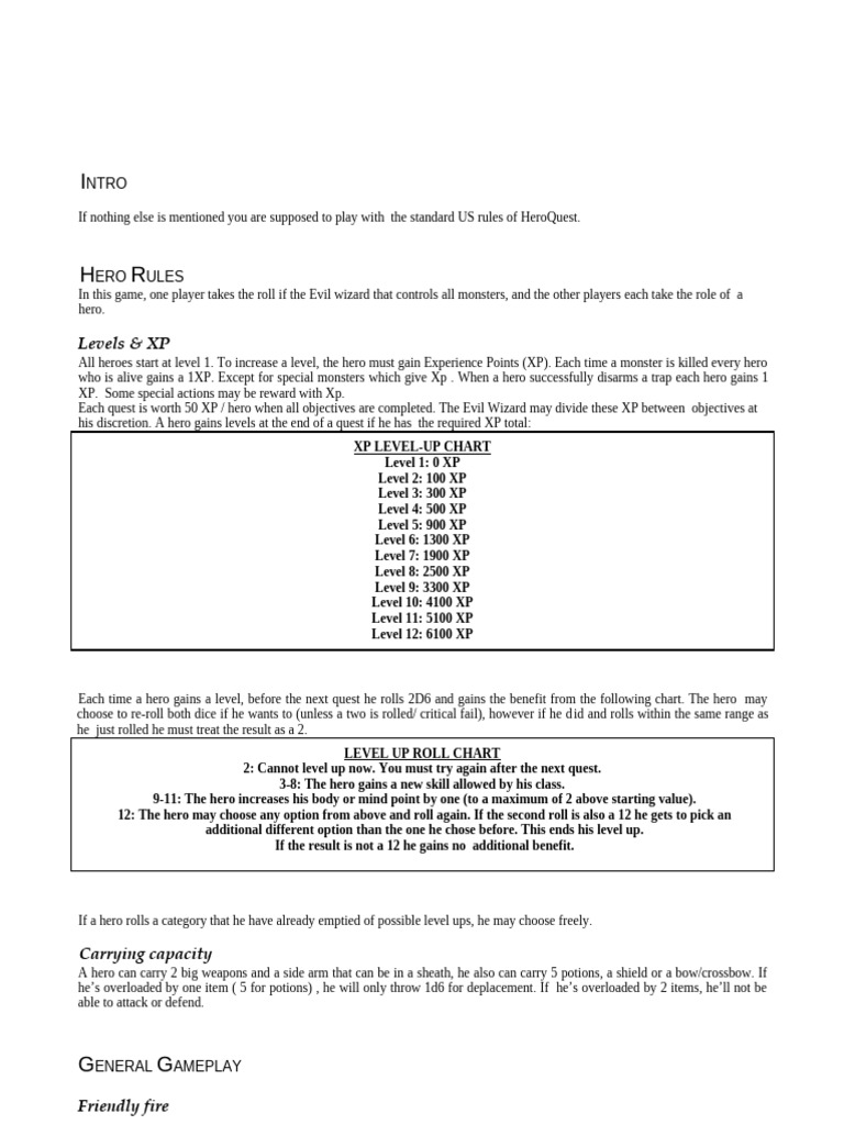 Heroquest new rules 2024 pdf