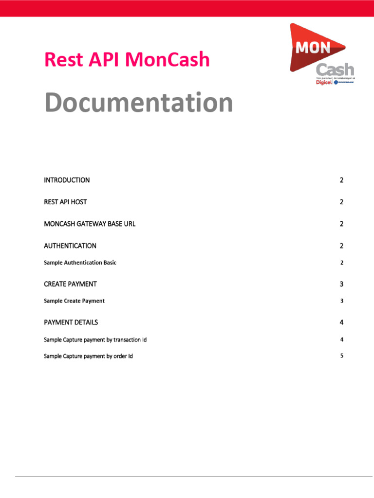 RestAPI MonCash Doc | PDF
