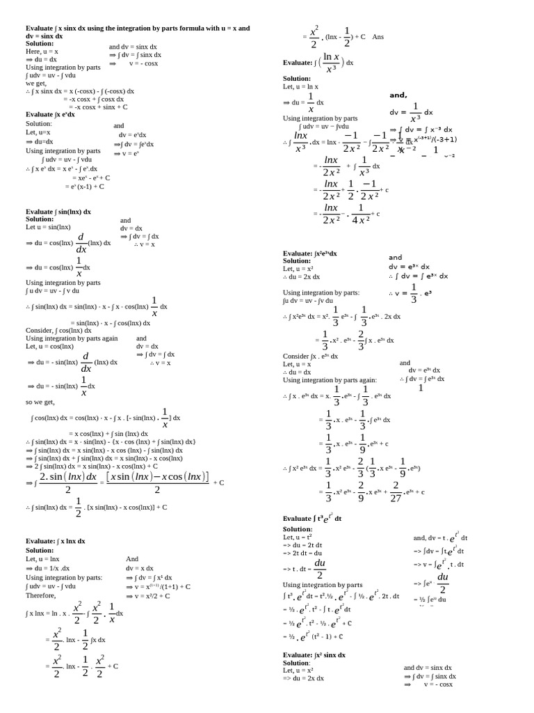 Integration part a pdf