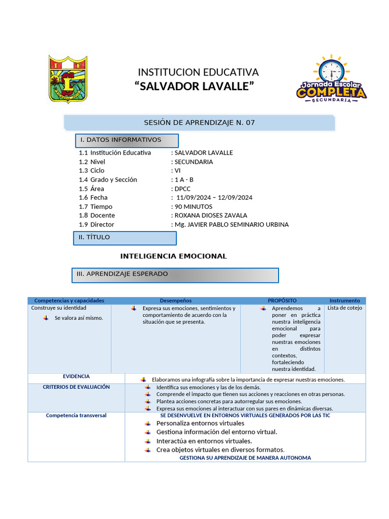 Sesion - Primero - 07 | PDF | Las emociones | Crecimiento personal y ...