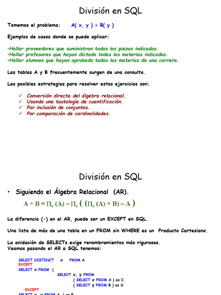 Divisio en SQL 2024 | PDF