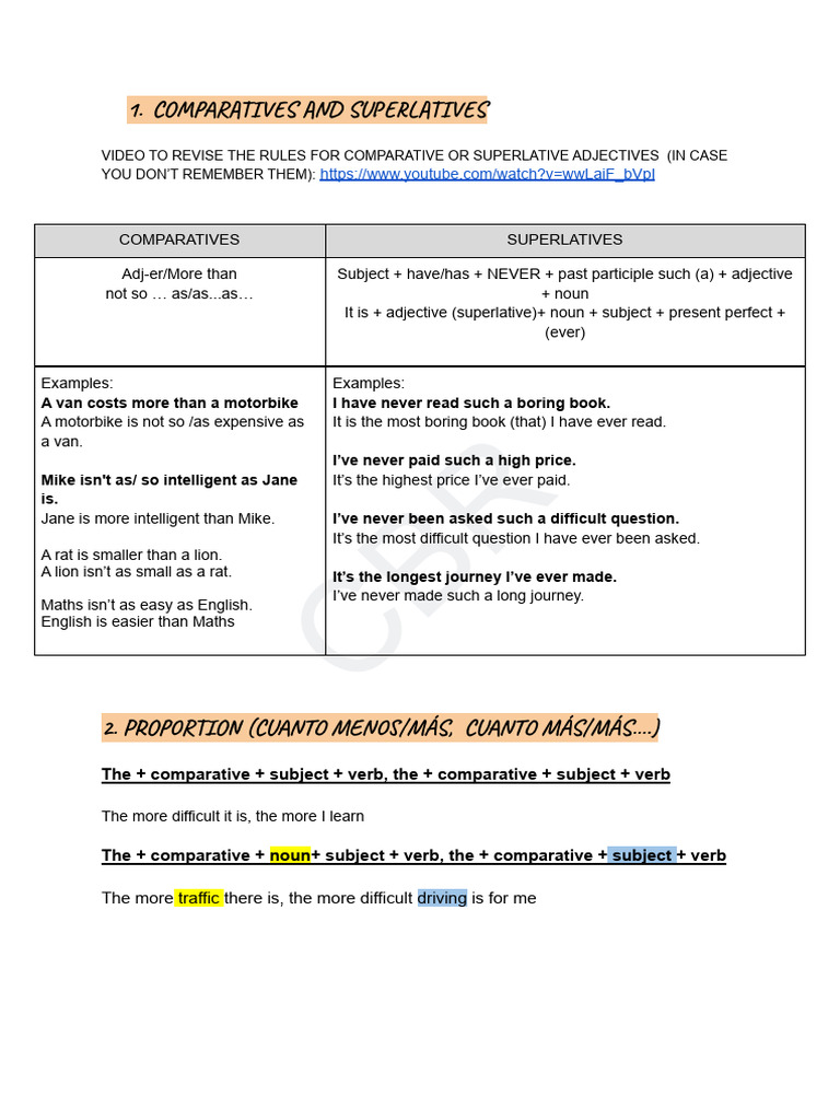 Comparatives and Superlatives Guide | PDF | Verb | Adjective