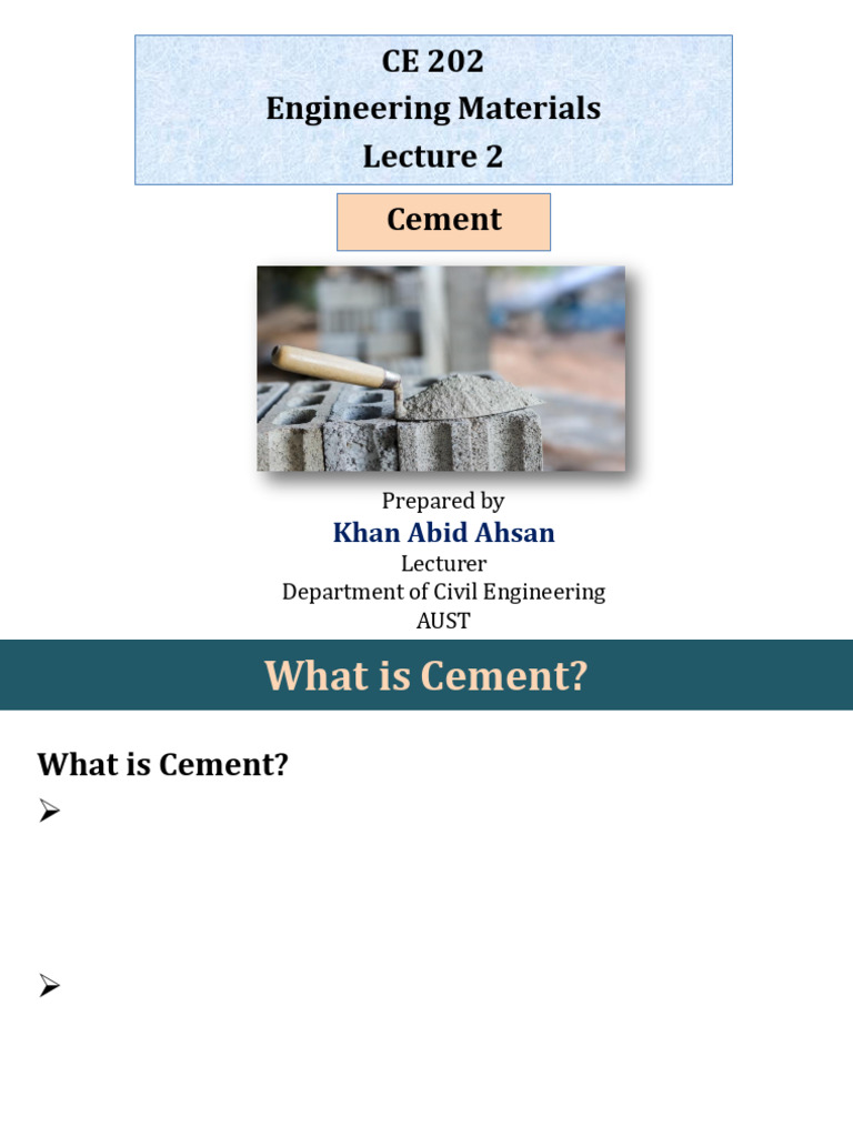 Cement Lecture 2 | PDF