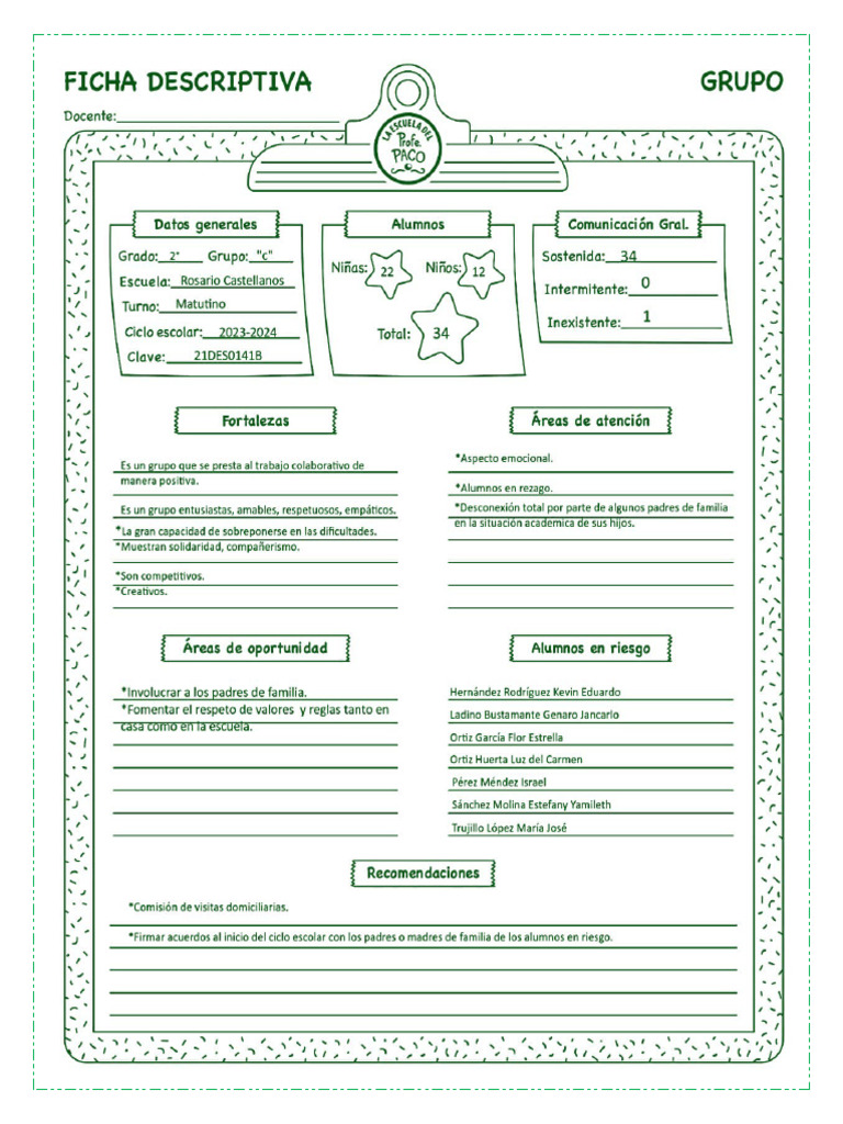 Ficha Descriptiva 2C | PDF