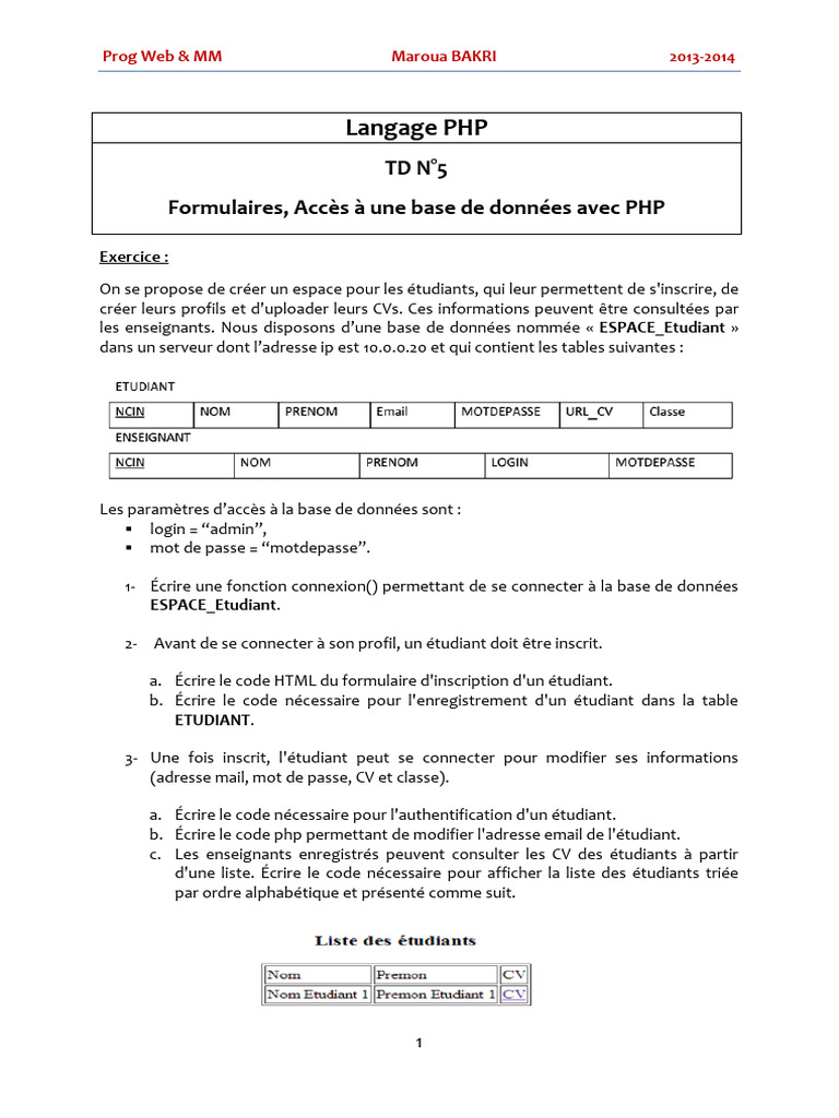 TD5 PHP | PDF