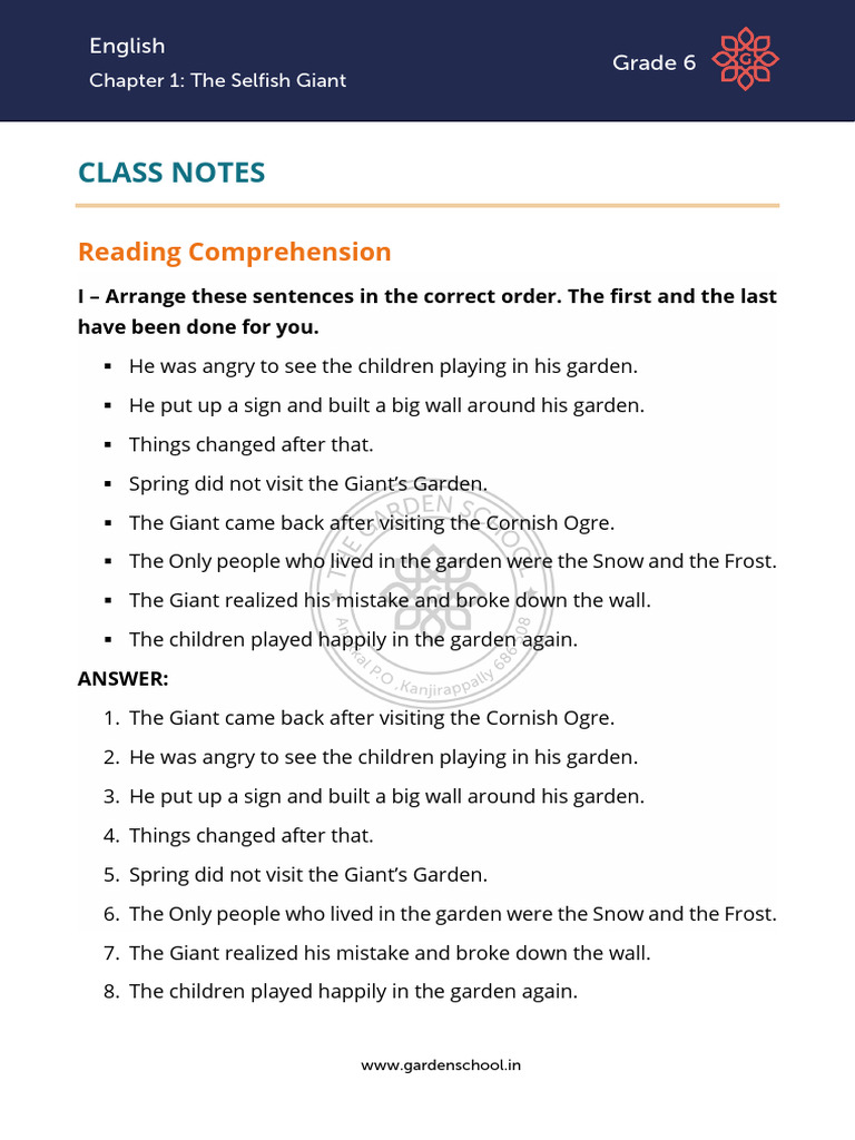 AK-CN-Grade+6-English-Chapter+1-Class+1+to+7 | PDF