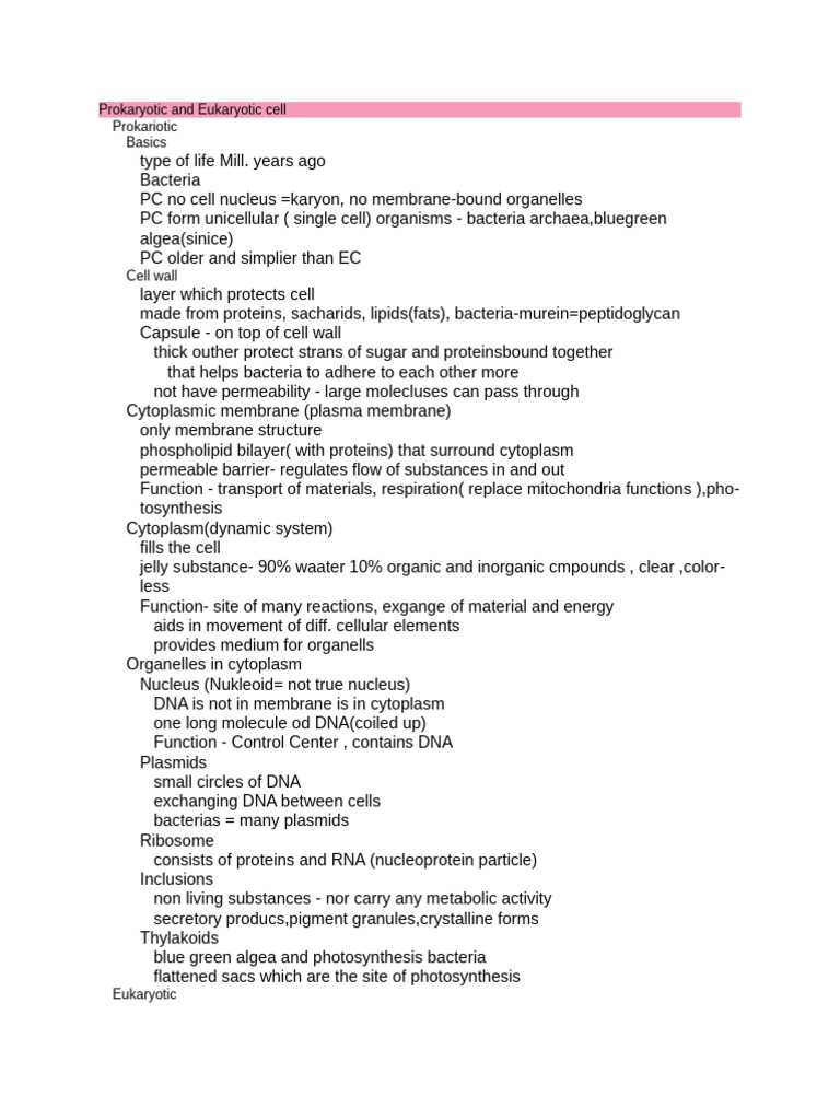 Prokaryotic and Eukaryotic Cell | PDF