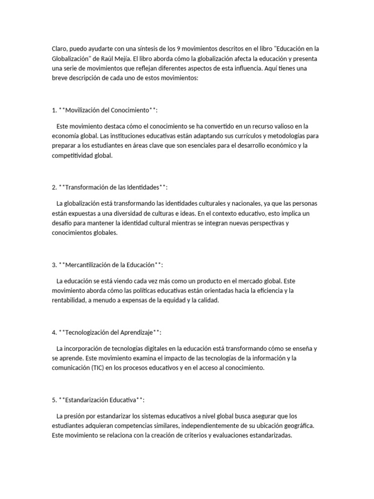 Movimientos Educacion en La Globalizacion - 090227 | PDF ...