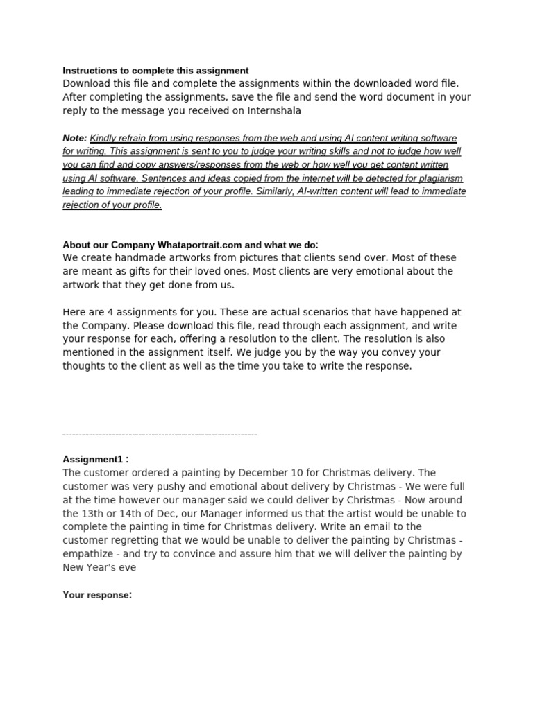 Client Servicing Assignment | PDF